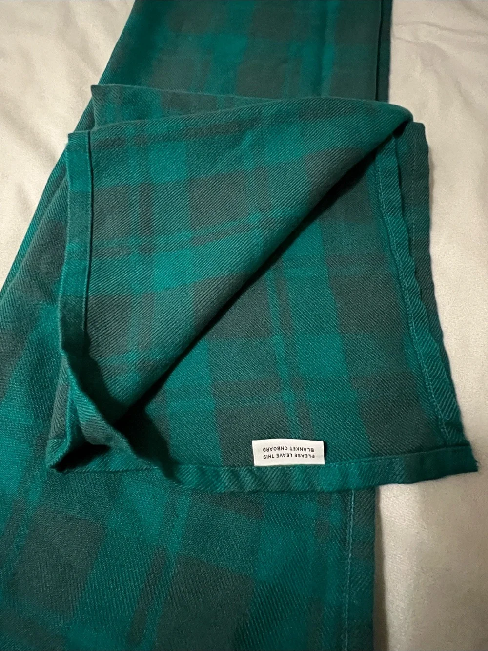 Filson Teal and Black Plaid Wool Blanket Scarf